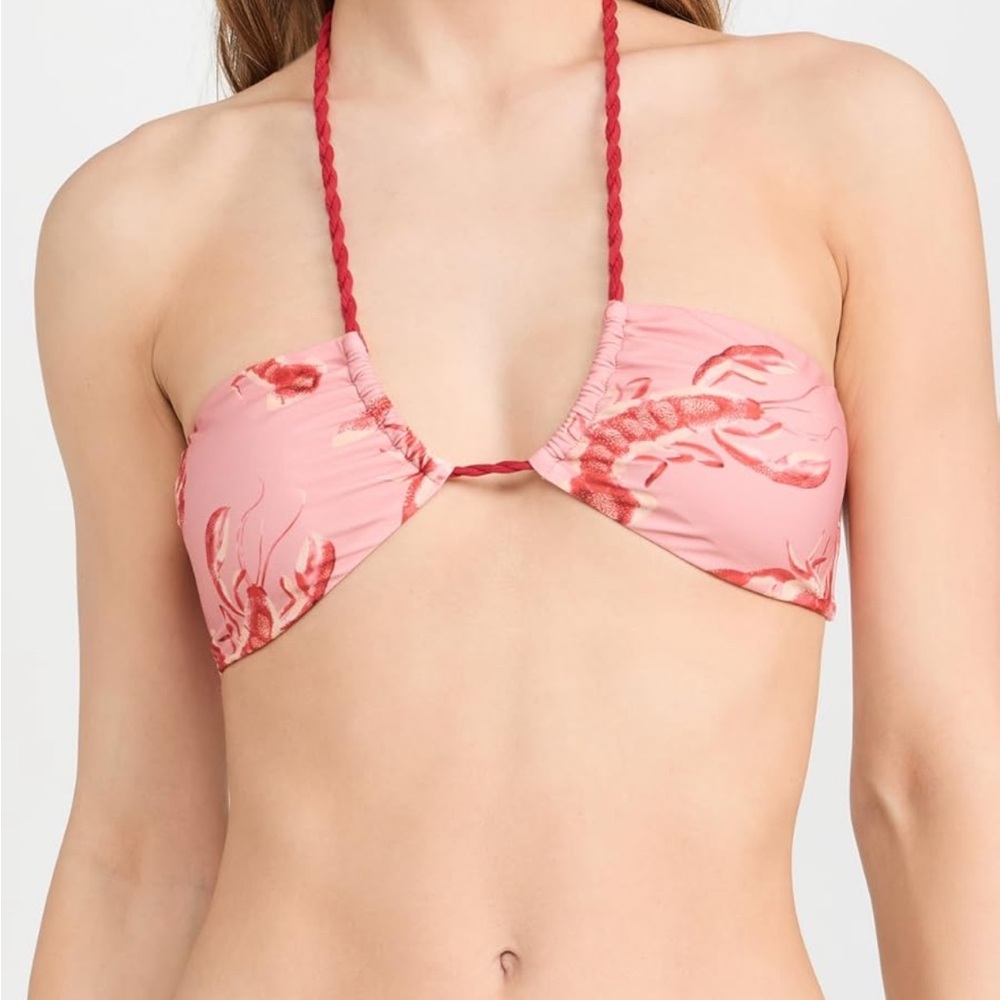 Pink Lobster Print Bikini Top